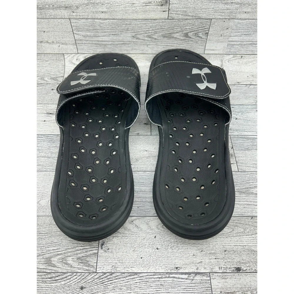 Under Armour Ignite V Mens Black White Slide Sandals 1248165-002 Size 9